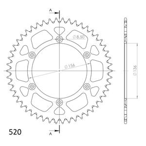 Rear ALU sprocket SUPERSPROX RAL-1512:48-RED Rosu 48T, 520