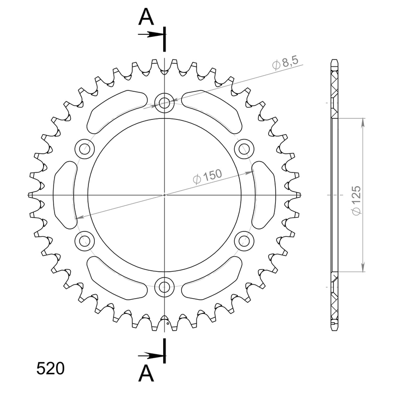 Rear ALU sprocket SUPERSPROX portocaliu 42T, 520