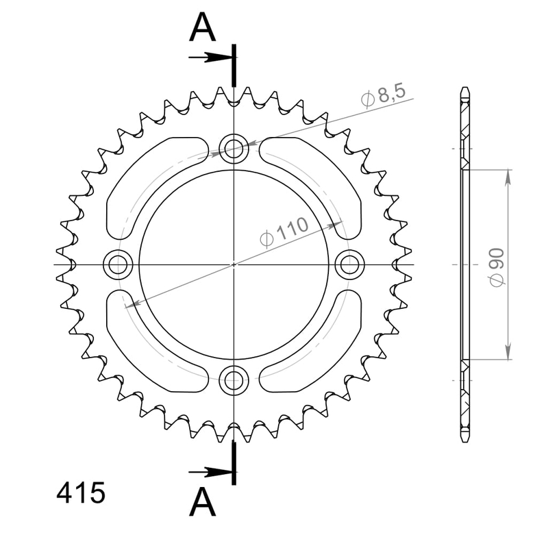 Foaie spate ALU SUPERSPROX Negru 40T, 415