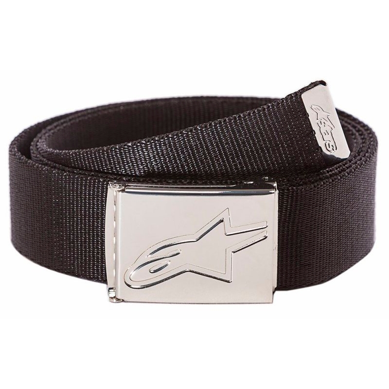 Centură textilă cu cataramă cromată Alpinestars Friction negru