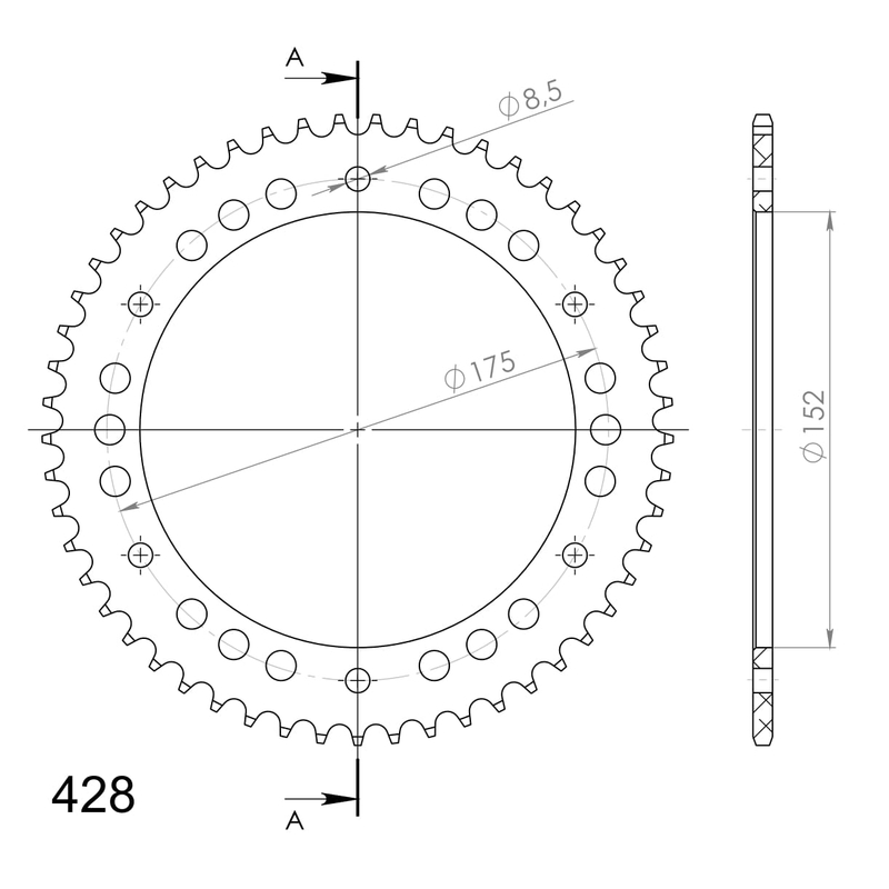 Foaie spate ALU SUPERSPROX Albastru 53T, 428 lichidare