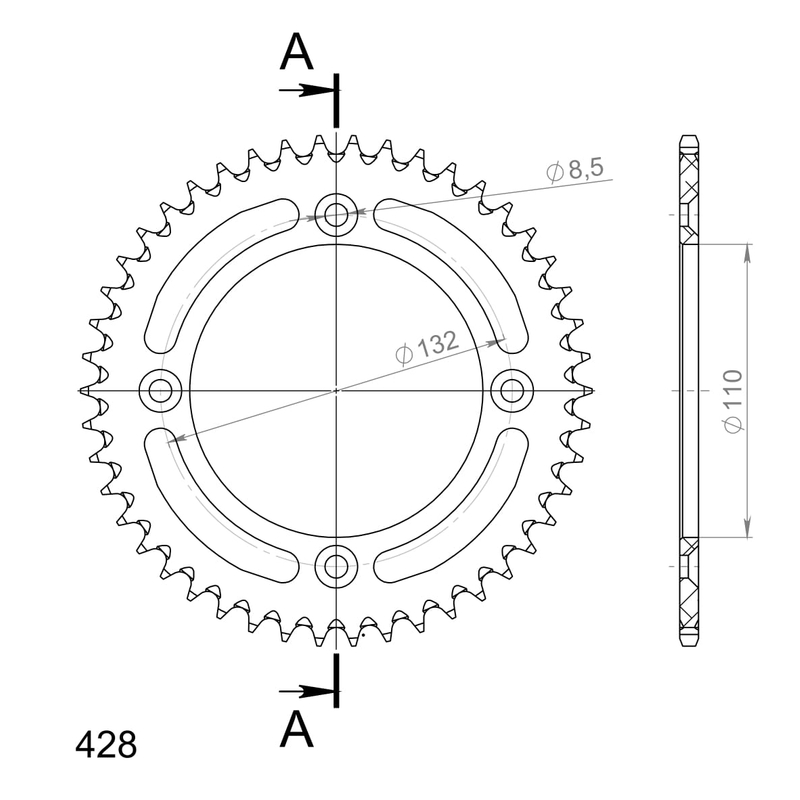 Foaie spate ALU SUPERSPROX Negru 46T, 428