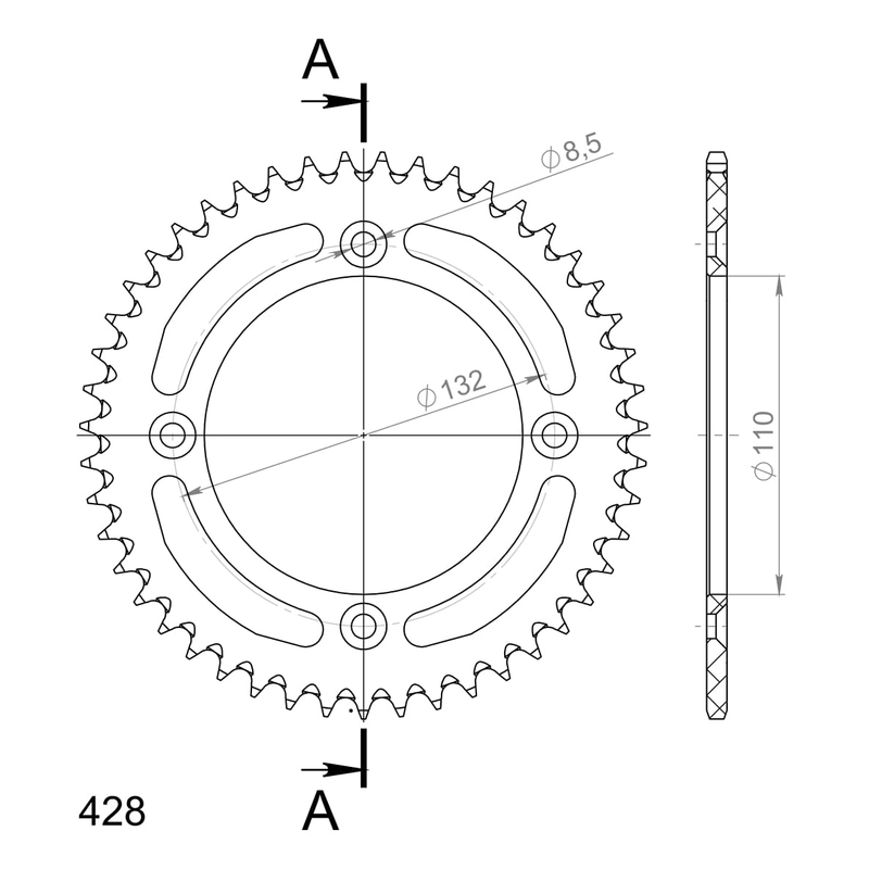 Foaie spate ALU SUPERSPROX Negru 47T, 428