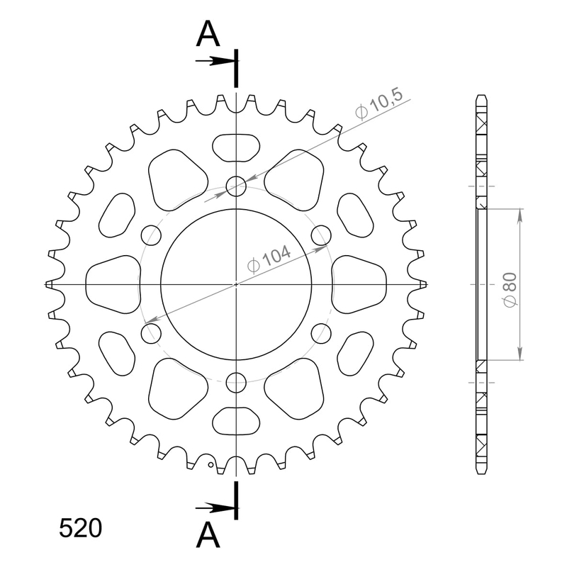 Foaie spate ALU SUPERSPROX Negru 38T, 520