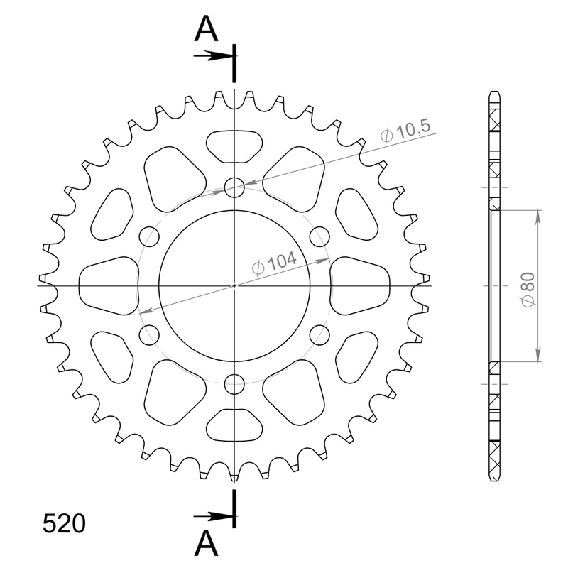 Foaie spate ALU SUPERSPROX Negru 39T, 520