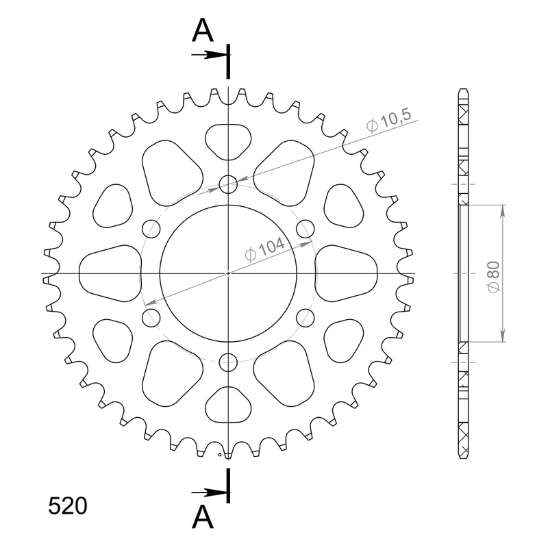 Foaie spate ALU SUPERSPROX Negru 41T, 520
