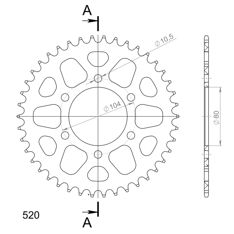 Foaie spate ALU SUPERSPROX Negru 42T, 520