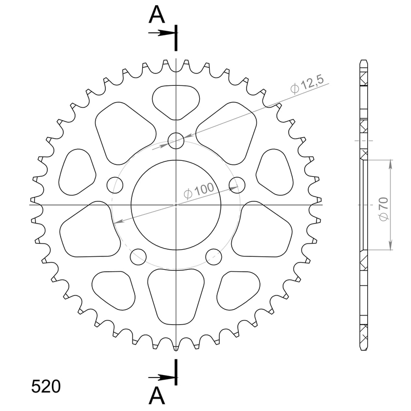 Foaie spate ALU SUPERSPROX Negru 43T, 520