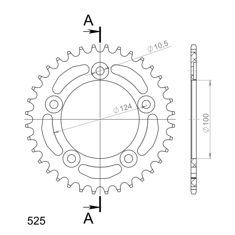 Foaie spate ALU SUPERSPROX Negru 36T, 525