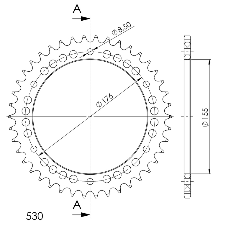 Foaie spate ALU SUPERSPROX Negru 42T, 530