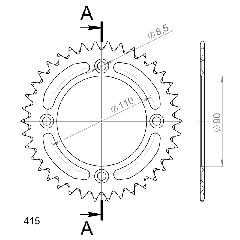 Foaie spate ALU SUPERSPROX Negru 39T, 415