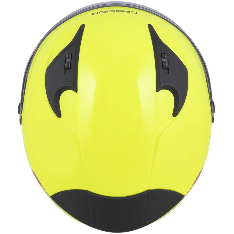 Cască de motocicletă deschisă Cassida Reflex 2.0 Safety, galben fluo-roșu-gri-argintiu reflectorizant