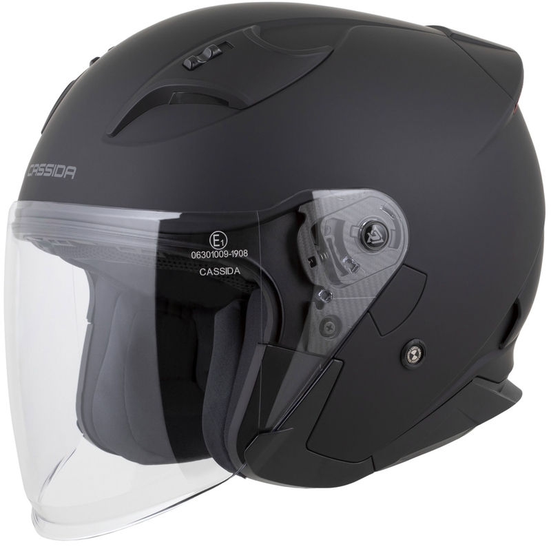 Cască de motocicletă Cassida Reflex 2.0 Solid Open, neagră mată-gri închis