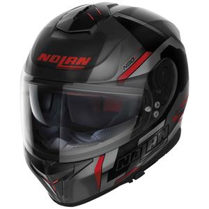 Cască integrală pentru motocicletă Nolan N80-8 Wanted N-Com, negru mat-roșu