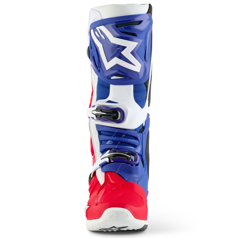 Ghete Motociclete Alpinestars Tech 10 Ediție Limitată FORTITUDE Alb-Albastru-Roșu