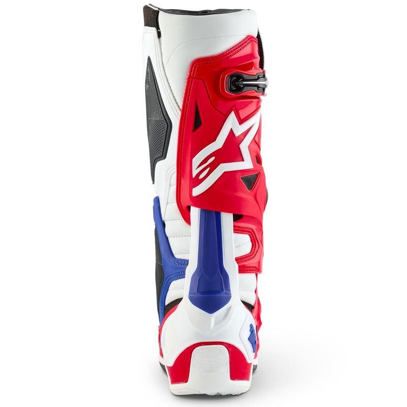 Ghete Motociclete Alpinestars Tech 10 Ediție Limitată FORTITUDE Alb-Albastru-Roșu