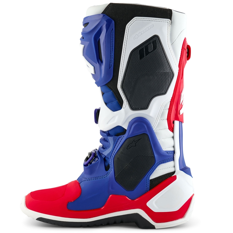Ghete Motociclete Alpinestars Tech 10 Ediție Limitată FORTITUDE Alb-Albastru-Roșu