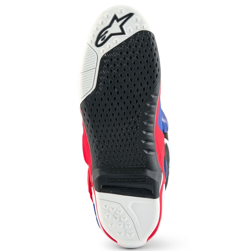 Ghete Motociclete Alpinestars Tech 10 Ediție Limitată FORTITUDE Alb-Albastru-Roșu