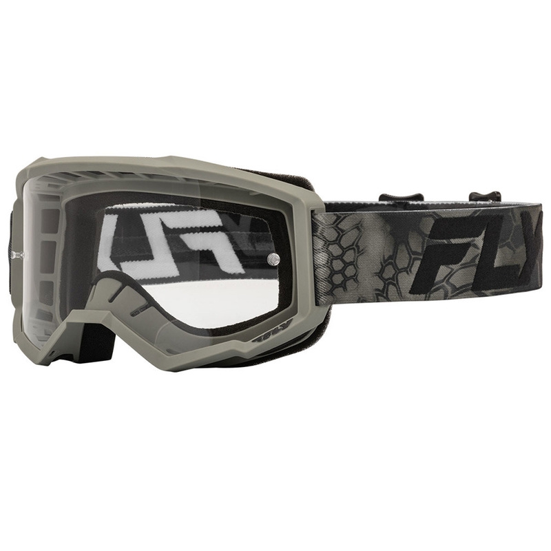 Ochelari motocross Fly Racing Focus gri-negri cu plexiglas transparent