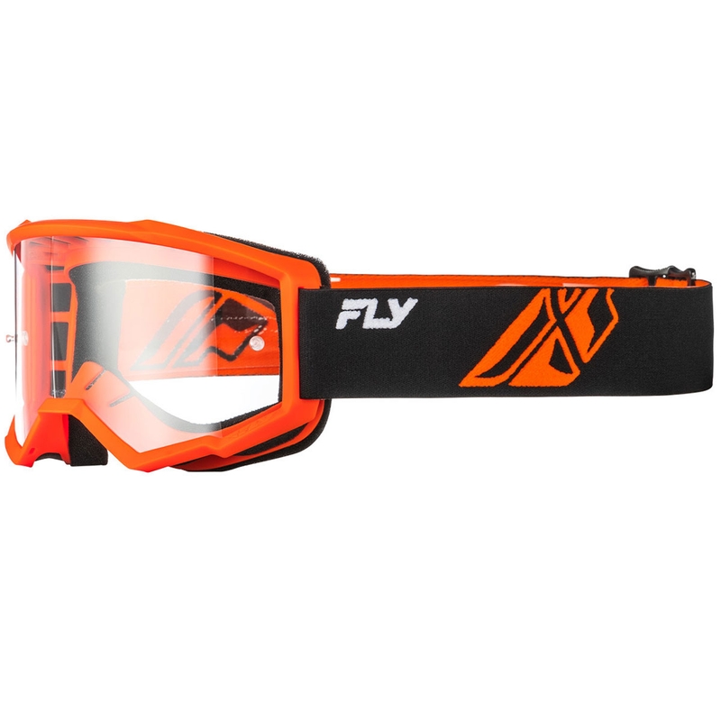 Ochelari de motocross Fly Racing Focus negru-portocaliu II cu plexiglas transparent
