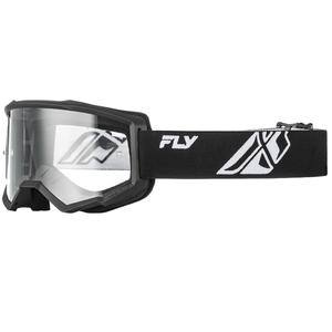 Ochelari de motocross FLY Racing Focus pentru copii, alb-negru, cu plexiglas transparent