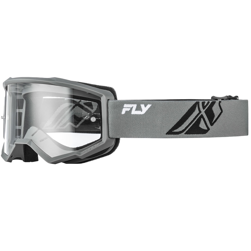 Ochelari de motocross Fly Racing Focus II pentru copii, gri-negri, cu lentilă transparentă