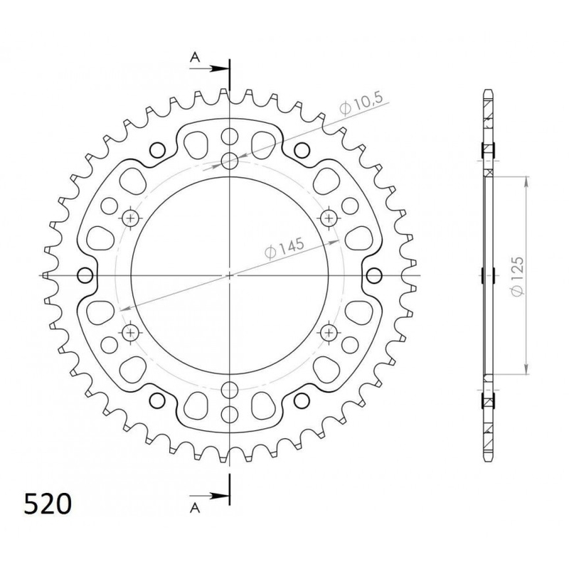 Foaie spate SUPERSPROX STEALTH auriu 52T, 525