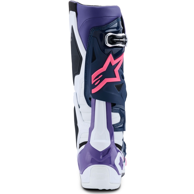 Ghete moto Alpinestars Tech 10 alb-violet-albastru-roz fluo