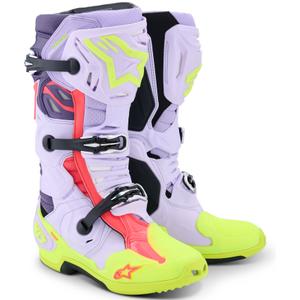 Ghete Motocicletă Alpinestars Tech 10 Superventilate Mov-Galben Fluo-Roz