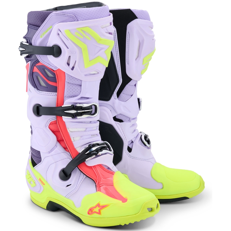 Ghete Motocicletă Alpinestars Tech 10 Superventilate Mov-Galben Fluo-Roz