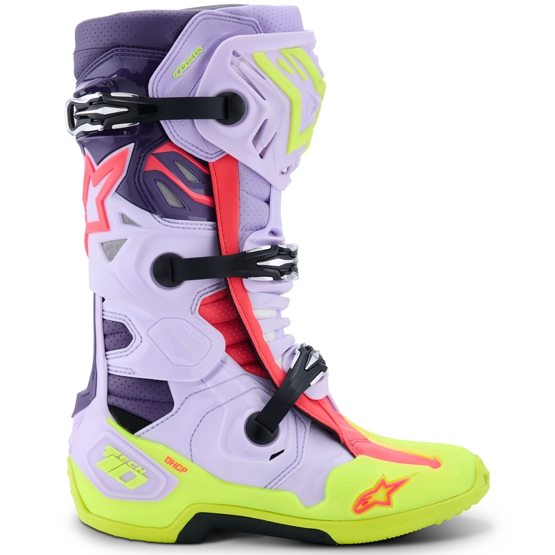 Ghete Motocicletă Alpinestars Tech 10 Superventilate Mov-Galben Fluo-Roz