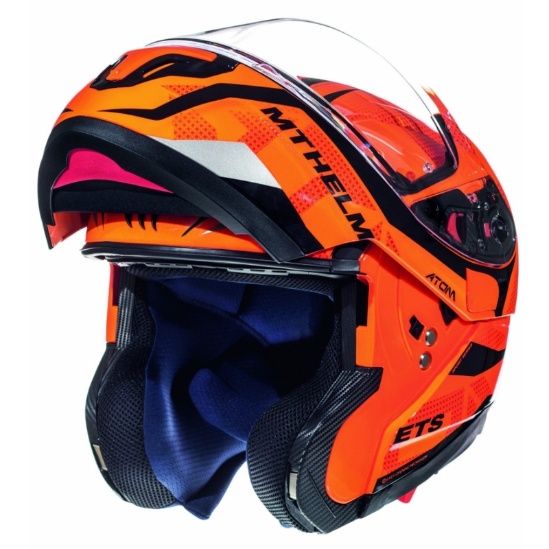 Cască de motociclist MT Atom Divergence portocaliu fluo - clasa II