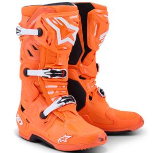 Ghete moto Alpinestars Tech 10 Supervented portocaliu fluo-negru-alb