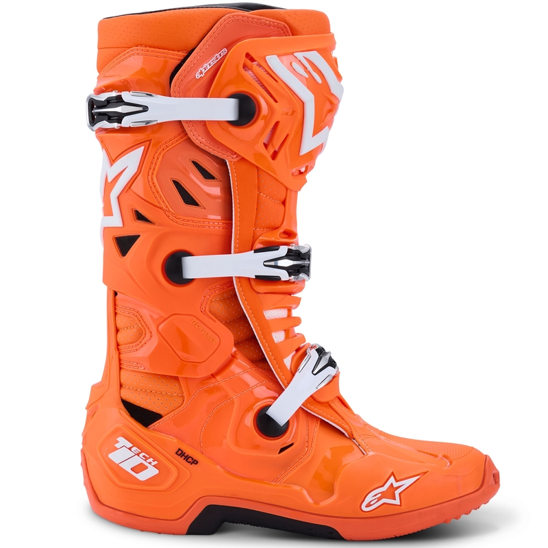 Ghete moto Alpinestars Tech 10 Supervented portocaliu fluo-negru-alb