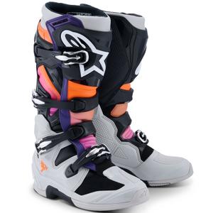 Ghete moto Alpinestars Tech 7 negru-gri deschis-portocaliu fluo-gradient