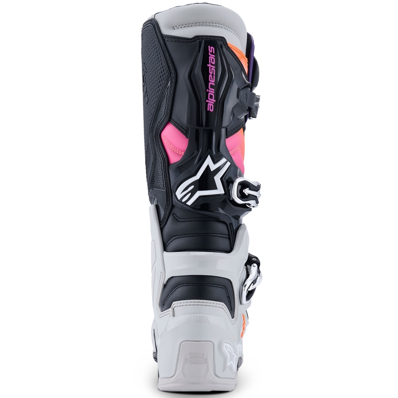 Ghete moto Alpinestars Tech 7 negru-gri deschis-portocaliu fluo-gradient
