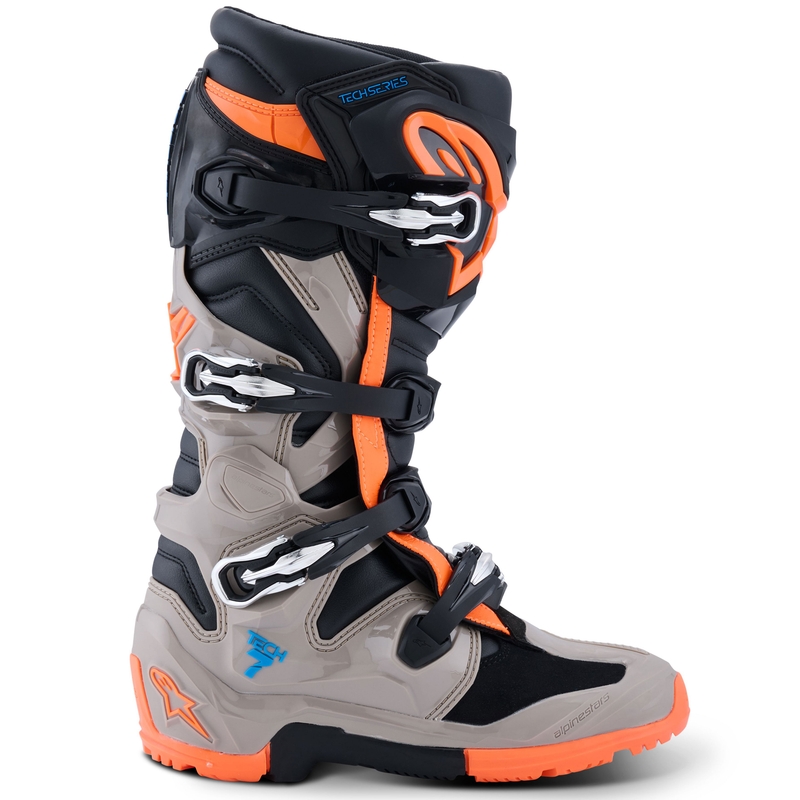 Ghete Motocicletă Alpinestars Tech 7 Enduro Negru-Gri Închis-Portocaliu Fluo