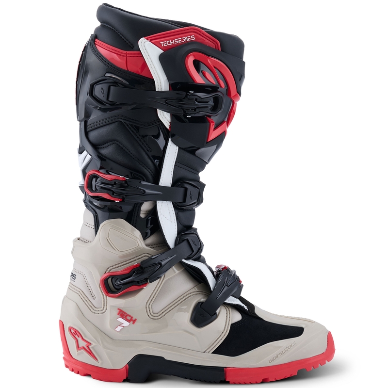 Ghete Motocicletă Alpinestars Tech 7 Enduro Negru-Gri Deschis-Roșu