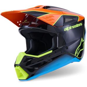 Cască motocross Alpinestars S-M3 Fray negru-portocaliu fluo-galben fluo-turcoaz