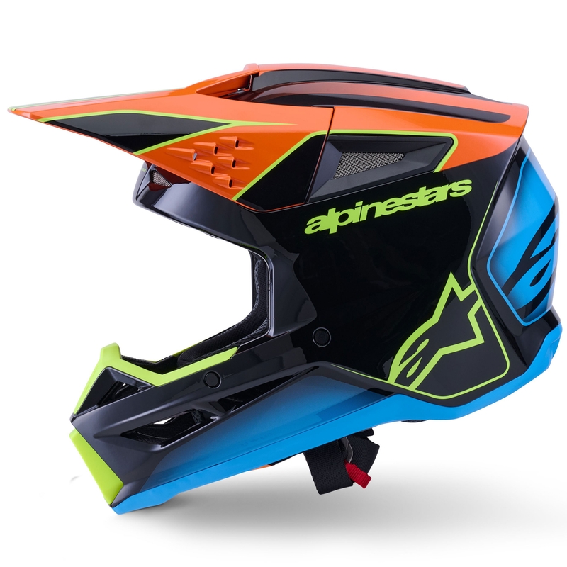 Cască motocross Alpinestars S-M3 Fray negru-portocaliu fluo-galben fluo-turcoaz