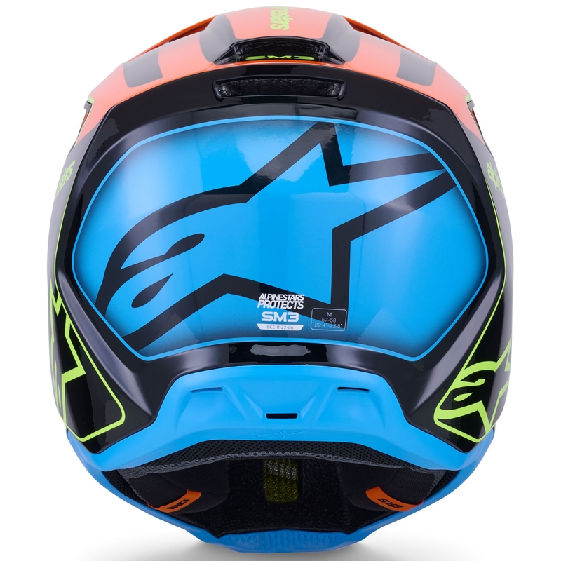 Cască motocross Alpinestars S-M3 Fray negru-portocaliu fluo-galben fluo-turcoaz