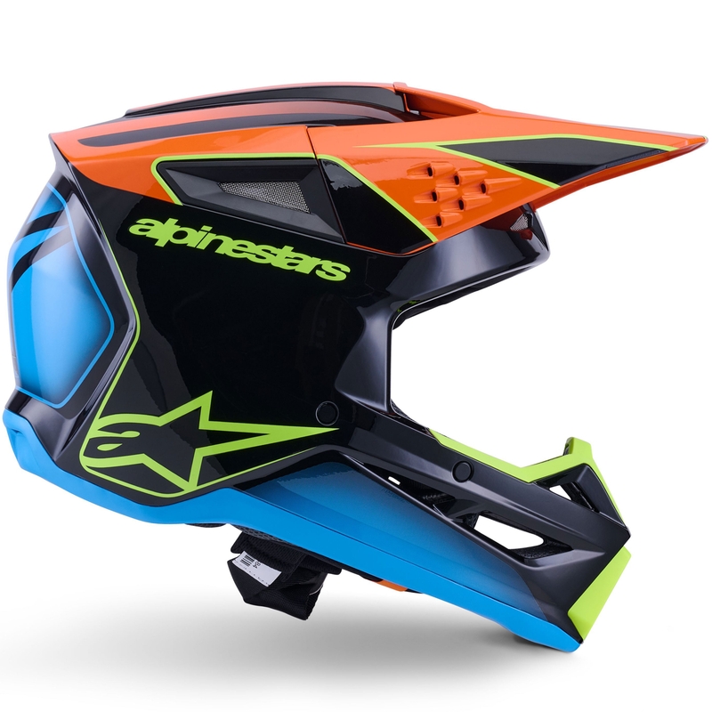 Cască motocross Alpinestars S-M3 Fray negru-portocaliu fluo-galben fluo-turcoaz