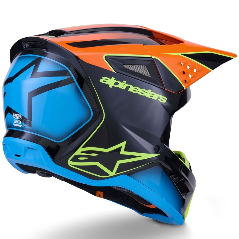 Cască motocross Alpinestars S-M3 Fray negru-portocaliu fluo-galben fluo-turcoaz