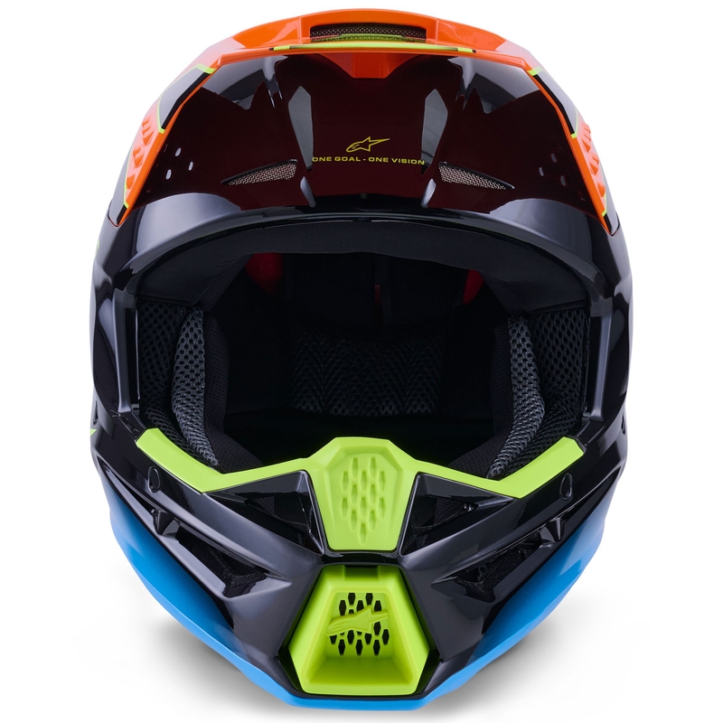 Cască motocross Alpinestars S-M3 Fray negru-portocaliu fluo-galben fluo-turcoaz