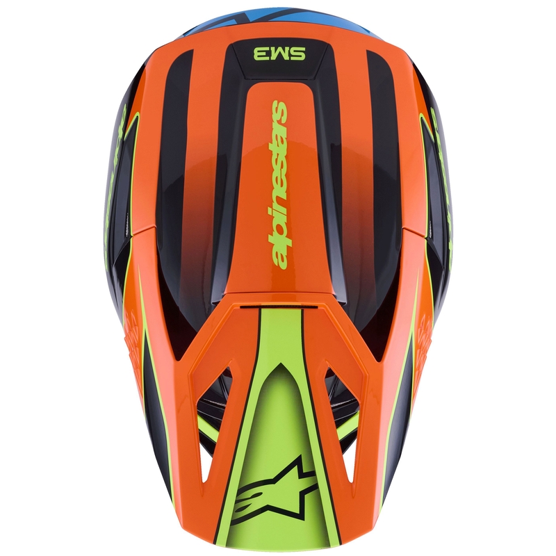 Cască motocross Alpinestars S-M3 Fray negru-portocaliu fluo-galben fluo-turcoaz
