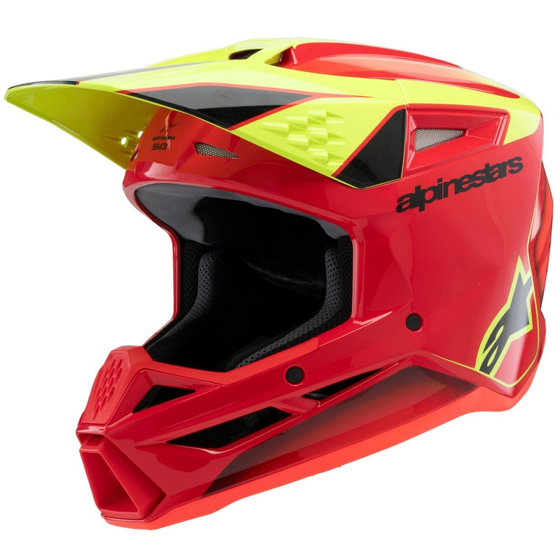 Cască motocross Alpinestars S-M3 Fray roșu-fluo galben-negru
