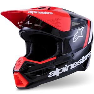 Cască motocross Alpinestars S-M3 Radium negru-fluo roșu-alb