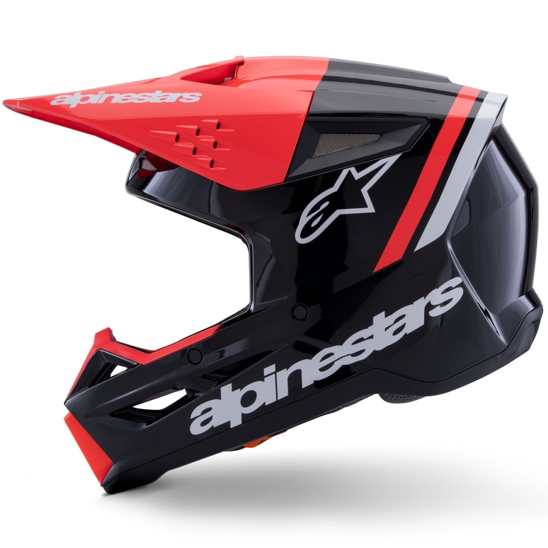 Cască motocross Alpinestars S-M3 Radium negru-fluo roșu-alb