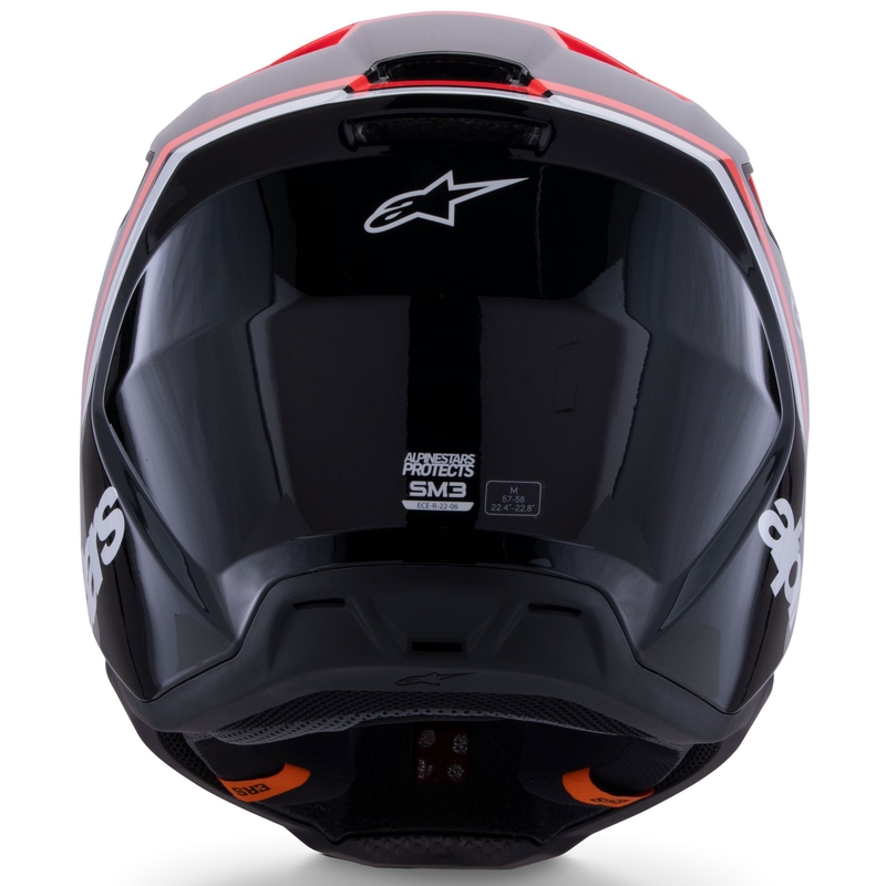 Cască motocross Alpinestars S-M3 Radium negru-fluo roșu-alb