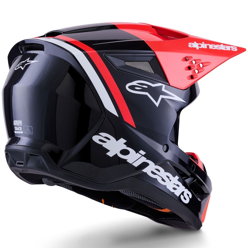 Cască motocross Alpinestars S-M3 Radium negru-fluo roșu-alb